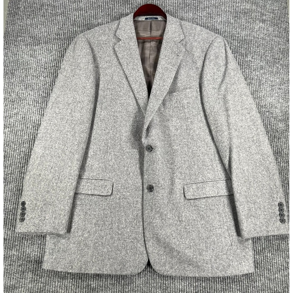Turnbury Camel Hair Blazer Suit Jacket Mens 44L Gray 2 Button Business Work